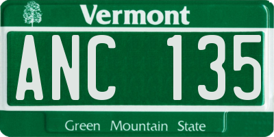 VT license plate ANC135