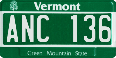 VT license plate ANC136