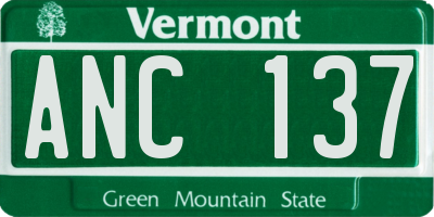 VT license plate ANC137