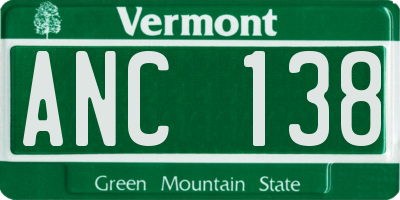 VT license plate ANC138