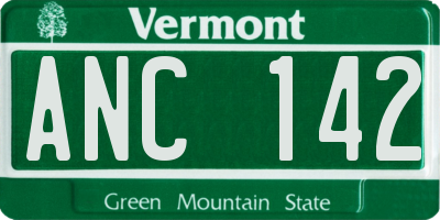 VT license plate ANC142