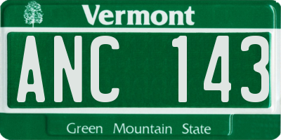 VT license plate ANC143