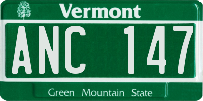 VT license plate ANC147