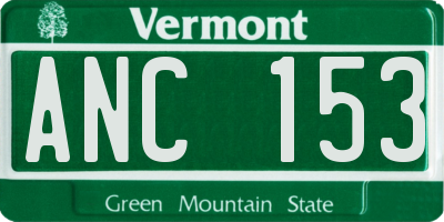 VT license plate ANC153