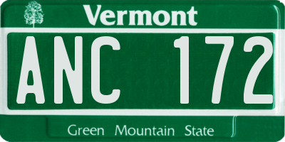 VT license plate ANC172