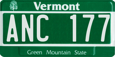 VT license plate ANC177