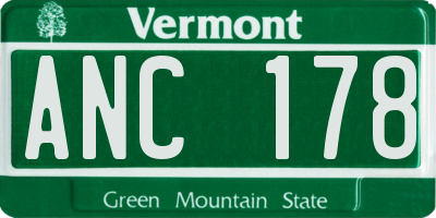 VT license plate ANC178