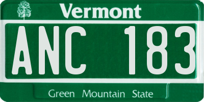 VT license plate ANC183
