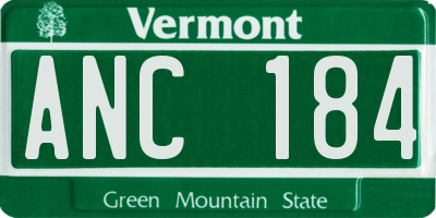 VT license plate ANC184