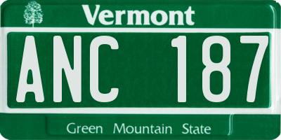 VT license plate ANC187