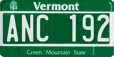 VT license plate ANC192