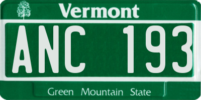 VT license plate ANC193