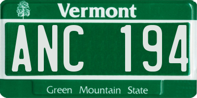 VT license plate ANC194