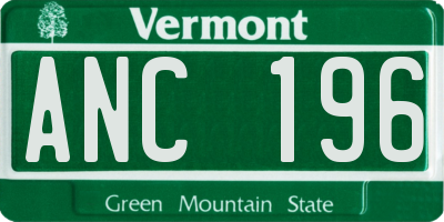 VT license plate ANC196