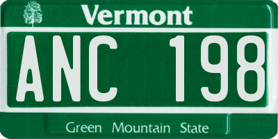 VT license plate ANC198