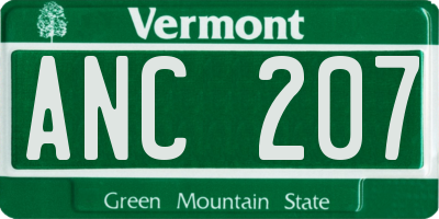 VT license plate ANC207