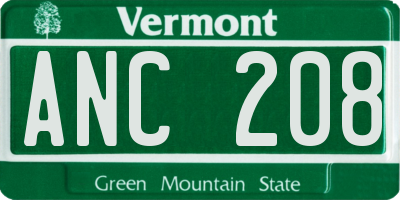 VT license plate ANC208