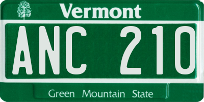 VT license plate ANC210