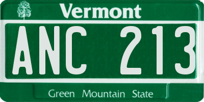 VT license plate ANC213