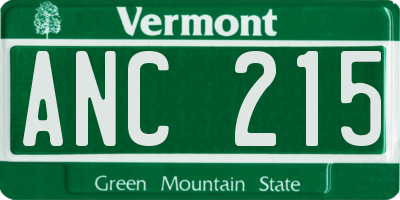 VT license plate ANC215