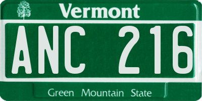 VT license plate ANC216