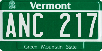 VT license plate ANC217