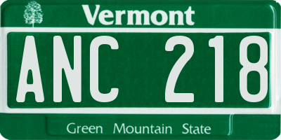 VT license plate ANC218