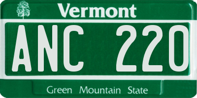 VT license plate ANC220