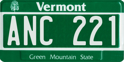 VT license plate ANC221