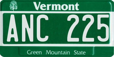 VT license plate ANC225