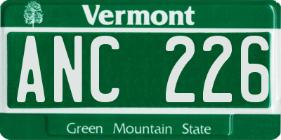 VT license plate ANC226