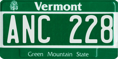 VT license plate ANC228