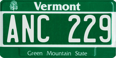 VT license plate ANC229