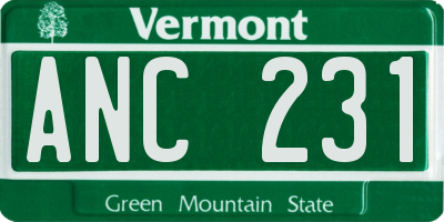 VT license plate ANC231