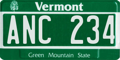 VT license plate ANC234