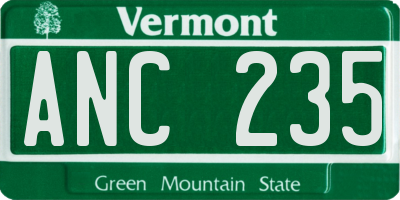 VT license plate ANC235
