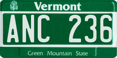 VT license plate ANC236