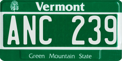 VT license plate ANC239