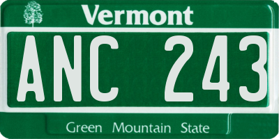 VT license plate ANC243