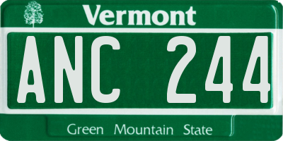 VT license plate ANC244