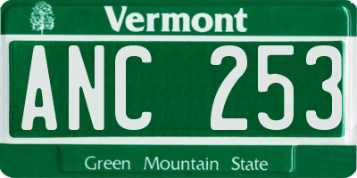 VT license plate ANC253