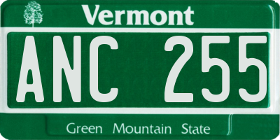 VT license plate ANC255