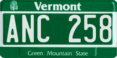 VT license plate ANC258