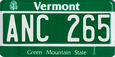 VT license plate ANC265