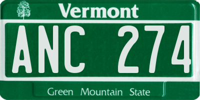 VT license plate ANC274