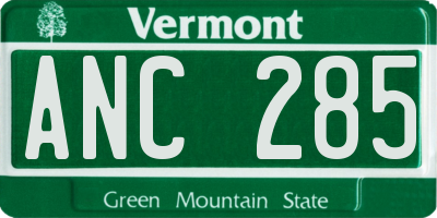 VT license plate ANC285