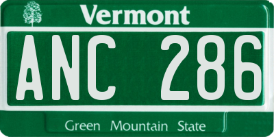 VT license plate ANC286