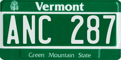 VT license plate ANC287