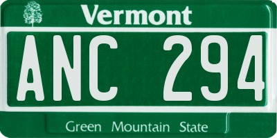 VT license plate ANC294