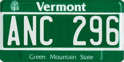 VT license plate ANC296